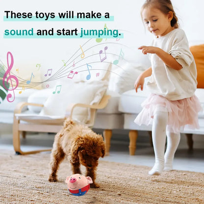 B0D62RPSDS 8.93 Electronic Pet Dog Toy Ball Pet Bouncing Jump Ball Music Vibration Bite Puppy Ball Interactive Dog Chewing Moving Plush Doll Toy