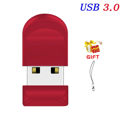 Mini USB 3.0 Flash Drive 64GB with Free Chain, Shatterproof Waterproof Memory Stick for PC, Laptop, Car, TV - Creative Gift in Black, Red, White