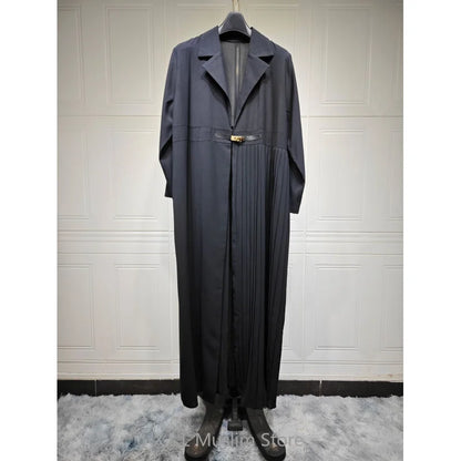Abaya Dubai Luxury Elegant Arabian Kaftan Coat Black White Cardigan for Women - Stylish Modest Wear for Formal & Casual Occasions in High-Quality Ice Silk