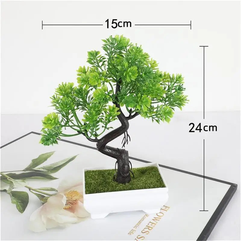 artificial bonsai tree decoration - realistic plastic plant with pot for home, office, indoor and outdoor anniversary or exhibition display - elegant tabletop ornament