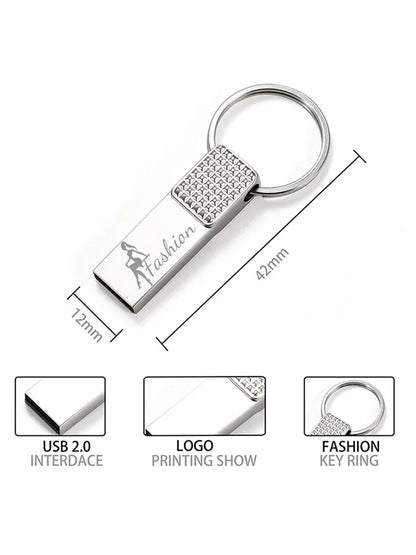 100% Real Capacity 64GB New Metal USB 3.0 Flash Drive Silver Custom LOGO Square Memory Stick 32GB Pen Drive Free Key Ring 16GB