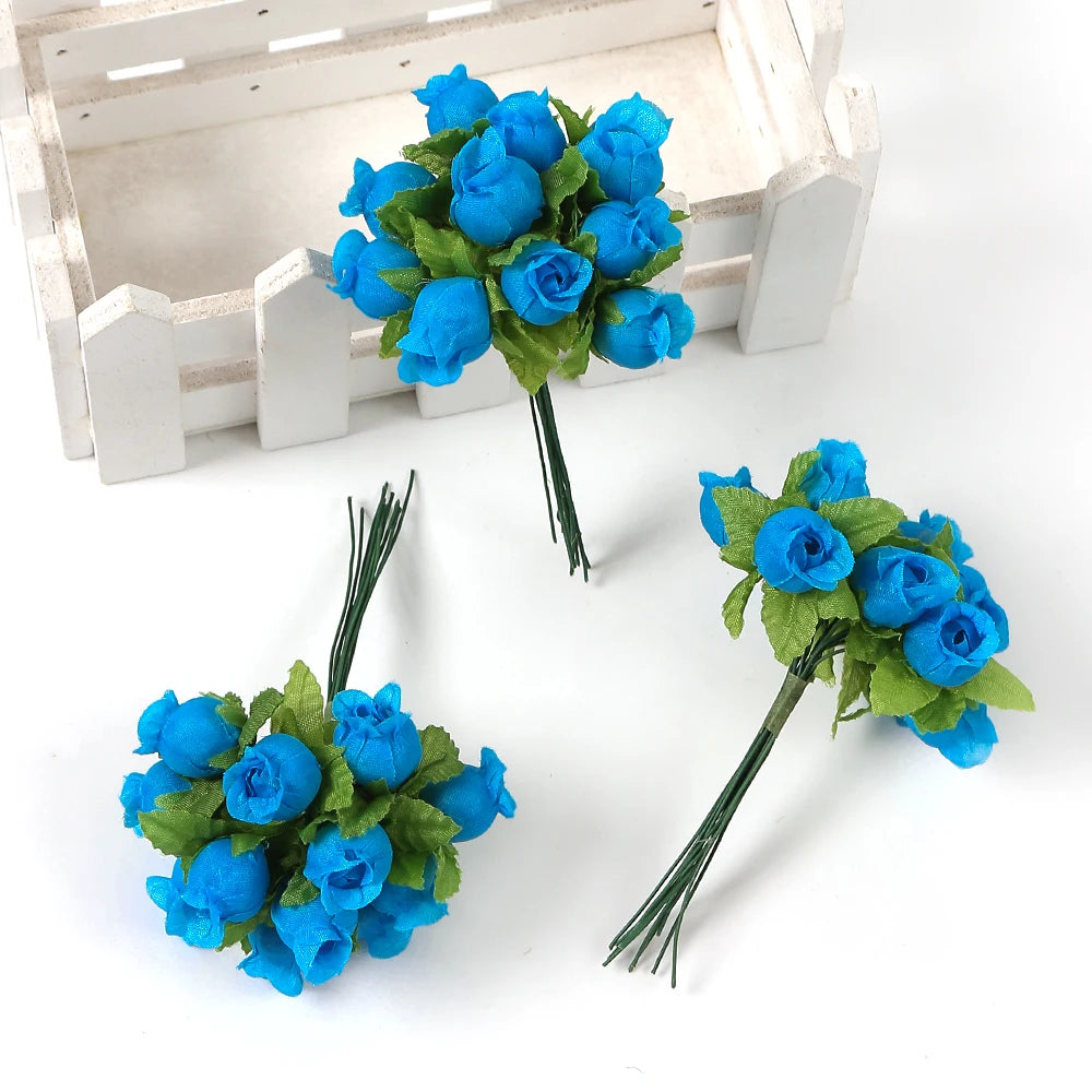 artificial mini rose flower bundle, silk bouquet for home decor, wedding decoration, crafting and gift accessories, 12 pieces, elegant floral display for indoor use