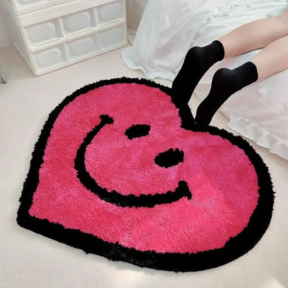 VIKAMA Heart Letter Creative Imitation Cashmere Bedroom Blanket Carpet for Home Decoration, Anti-Slip Bathroom Rug, Soft Children's Room Floor Mat