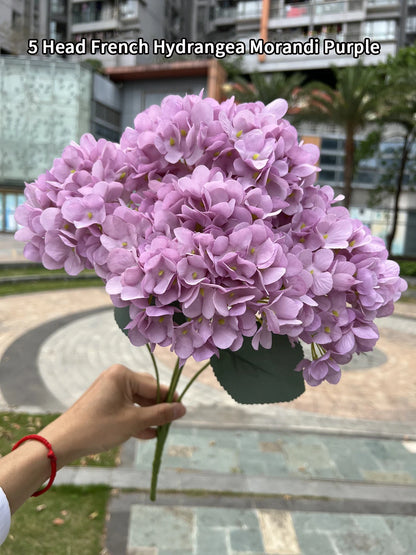 Silk Hydrangea Bouquet Artificial Flowers for Wedding, Home Decor, DIY Floral Arrangement, Bridal Baby Shower, Indoor Party Decoration, Large Size