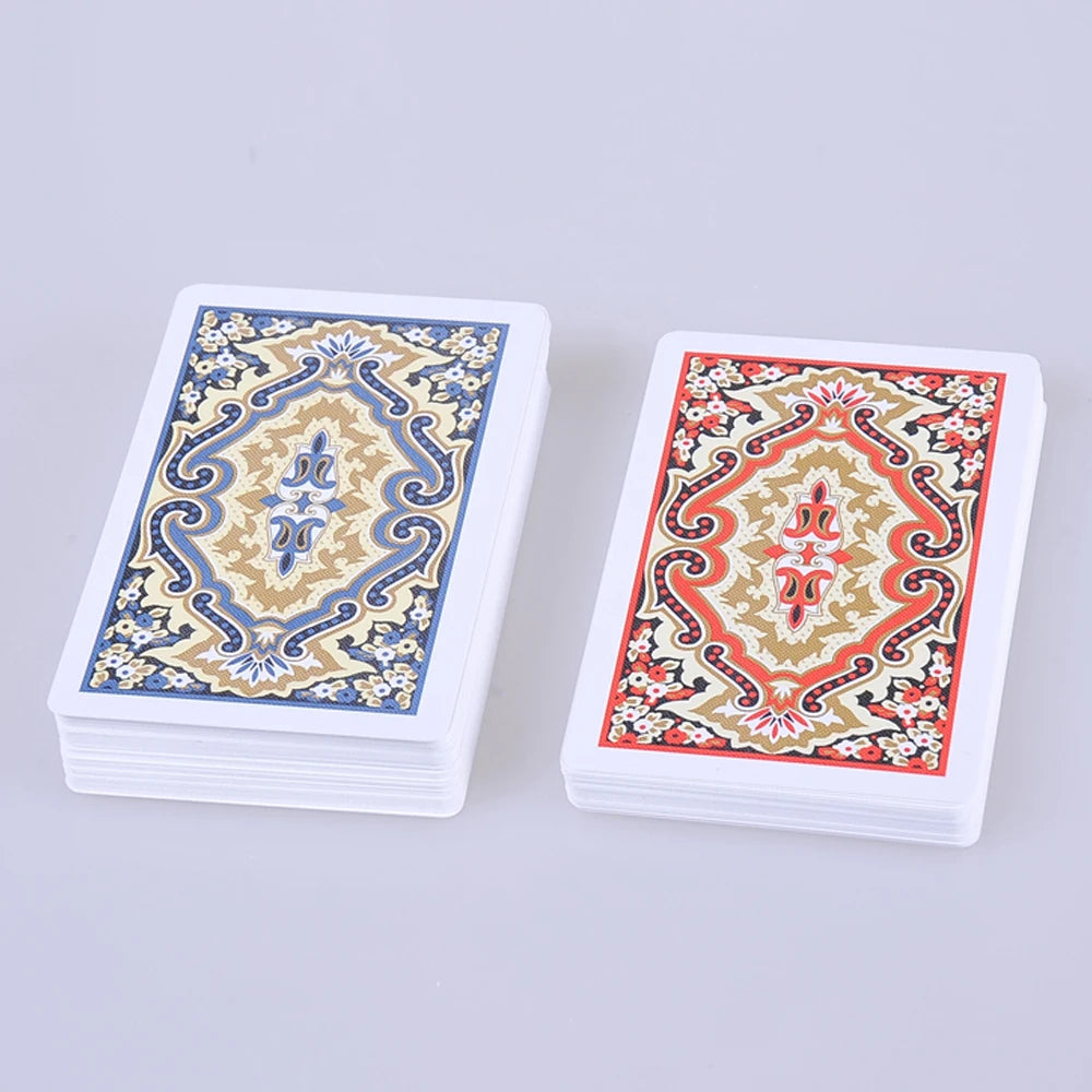 boxed red and blue bridge playing cards table game bundle - 2 decks waterproof for family fun, card games, poker, rummy, indoor and outdoor use