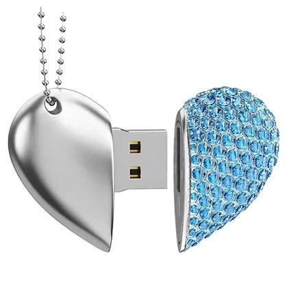 USB 3.0 Metal Diamond Crystal Heart Pink Box USB Flash Drive 16GB 32GB 64GB 128GB Memory Stick Thumb Drive Creative Gift U Disk