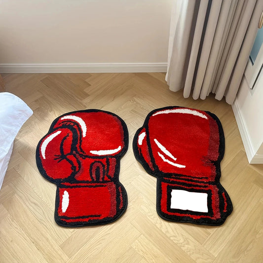 Red Boxing Gloves Tufted Rugs Soft Fluffy Tiger Print Rug Non-slip Absorbent Bathroom Floor Mat Room Decor Home Essential
