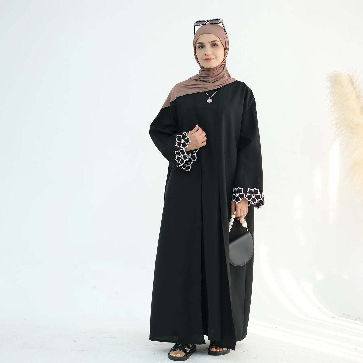 eid ramadan turkey morocco islamic coffee gray embroidery abaya dubai luxury muslim elegant cardigan robe clothing for women