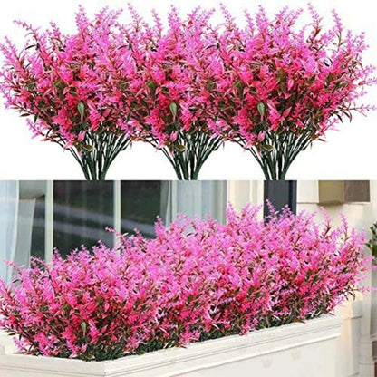 5pcs Artificial Lavender Branches, Plastic Flowers for Home, Garden, Wedding and Bridal Shower Decorations, Indoor Desktop and Outdoor Use