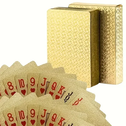 Gold Plated Foil Poker Cards Deck Waterproof Plastic Playing Card Game Props for Luxurious Game Nights, Perfect for All Ages, Durable and Easy to Clean