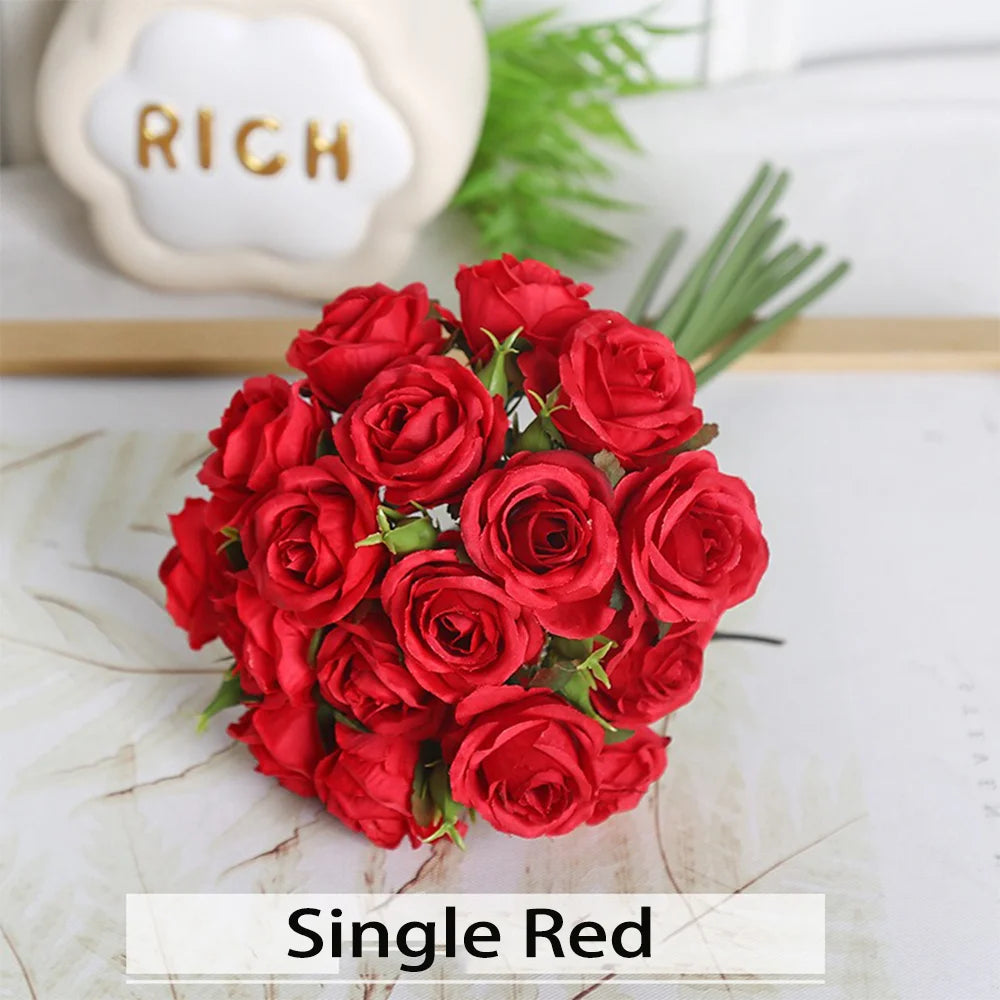 artificial rose bouquet, 18 stems, non-woven fabric flowers for home decoration, ideal for anniversaries, weddings, birthdays, indoor floral arrangement, no maintenance needed