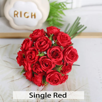 Artificial Rose Bouquet, 18 Stems, Non-Woven Fabric Flowers for Home Decoration, Ideal for Anniversaries, Weddings, Birthdays, Indoor Floral Arrangement, No Maintenance Needed