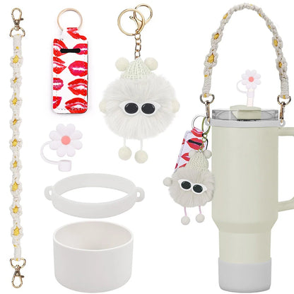 White 1 6PCS Use For Stanley Cup Tumbler Accessories 40oz 30oz,Compatible With Stanley Cup Tumbler Water Bottle Handle Sling Strap