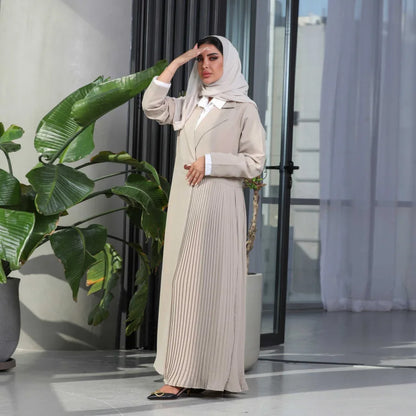 Abaya Dubai Luxury Elegant Arabian Kaftan Coat Black White Cardigan for Women - Stylish Modest Wear for Formal & Casual Occasions in High-Quality Ice Silk