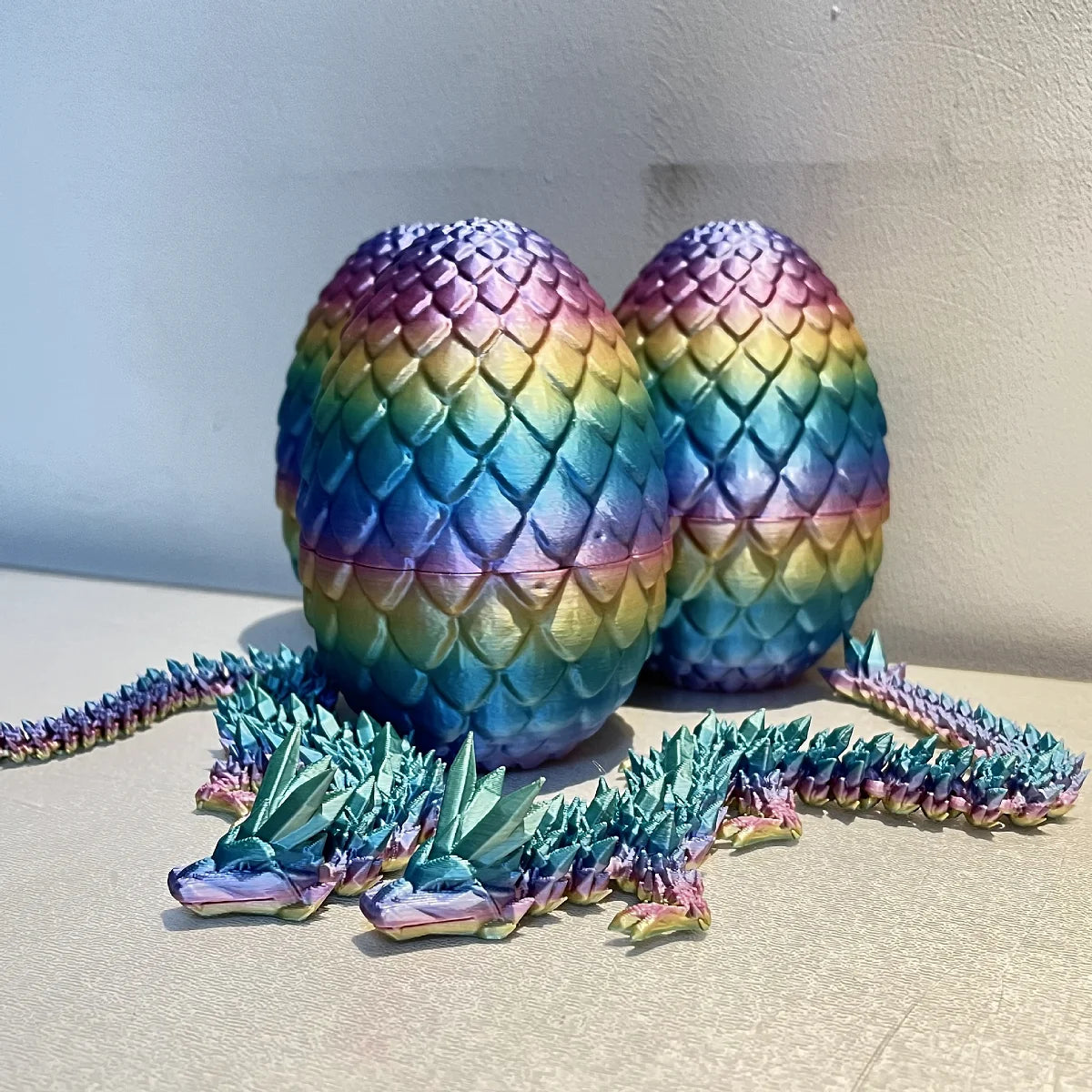 1pc crystal dragon ornament, 3d printed fidget dragon with articulated joints