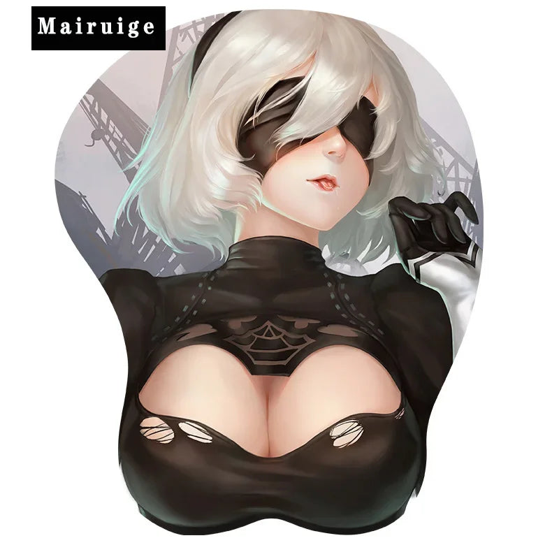 b0cbx2j72g 3d nier mouse pad anime 18+ sexy girl cute 2b 3d hip soft pads with wrist rest gaming mousepad mat non-slip for lolcsgo 26*22