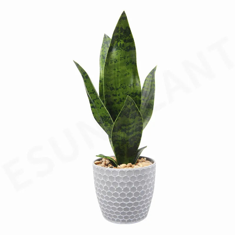 artificial sansevieria plants 38cm - real touch plastic green long leaf, desktop home office decoration, tropical palm style, ideal for anniversary & hawaiian party decor