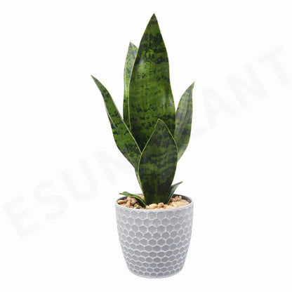 Artificial Sansevieria Plants 38CM - Real Touch Plastic Green Long Leaf, Desktop Home Office Decoration, Tropical Palm Style, Ideal for Anniversary & Hawaiian Party Decor