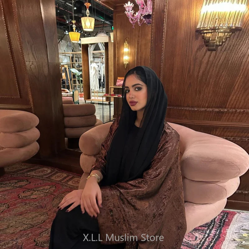 shiny satin batwing abaya caftan femme open abayas luxury kaftan for women dubai turkey kebaya outfit robe clothing musulmane - elegant and stylish fashion