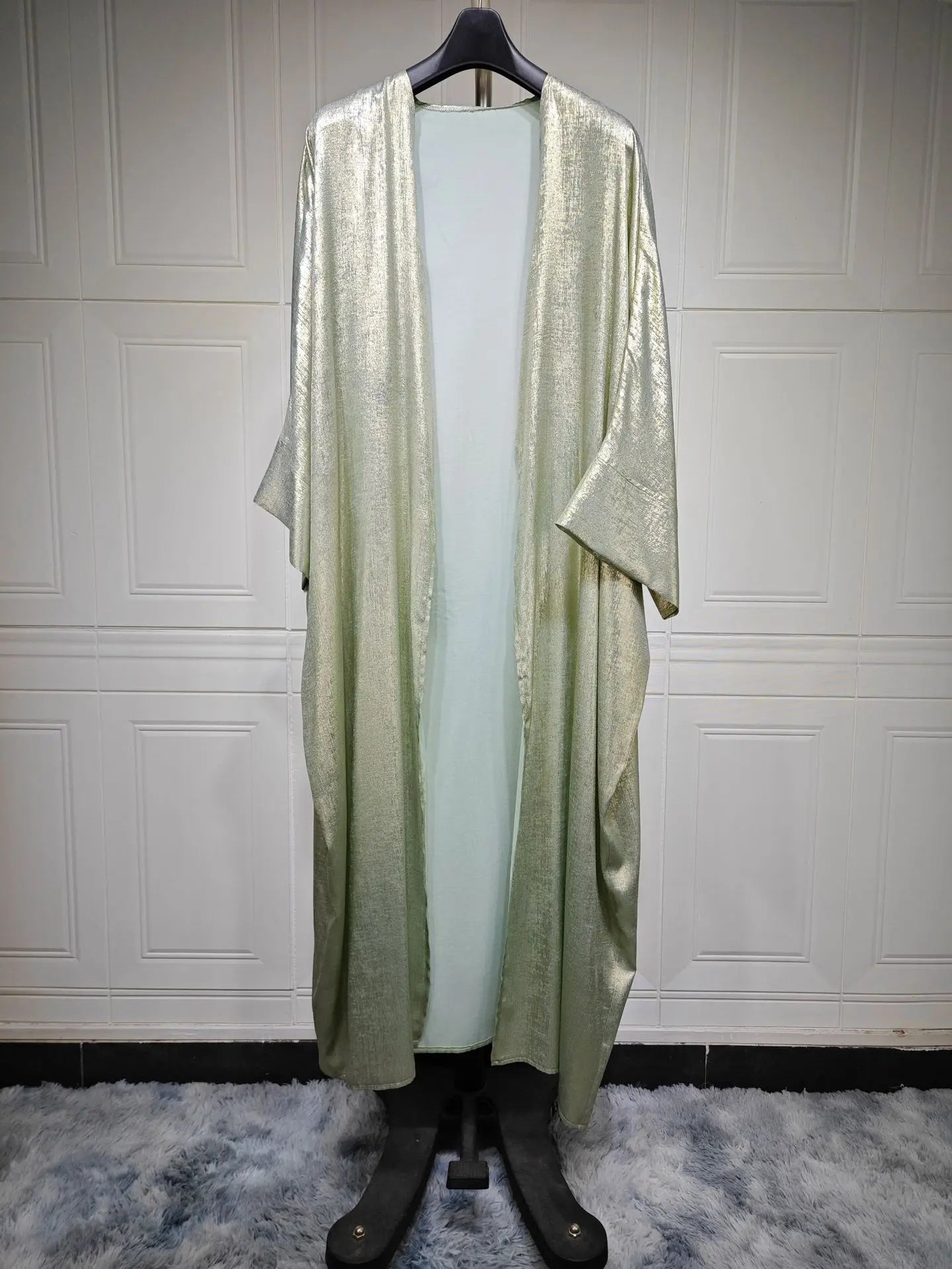 shiny satin batwing abaya caftan femme open abayas luxury kaftan for women dubai turkey kebaya outfit robe clothing musulmane - elegant and stylish fashion