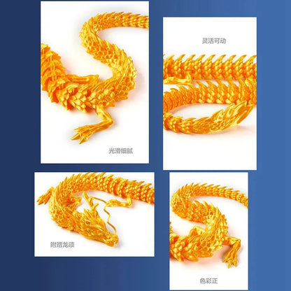 3D Printed Luminous Chinese Loong Flexible Dragon Figurine Home Decoration Gifts