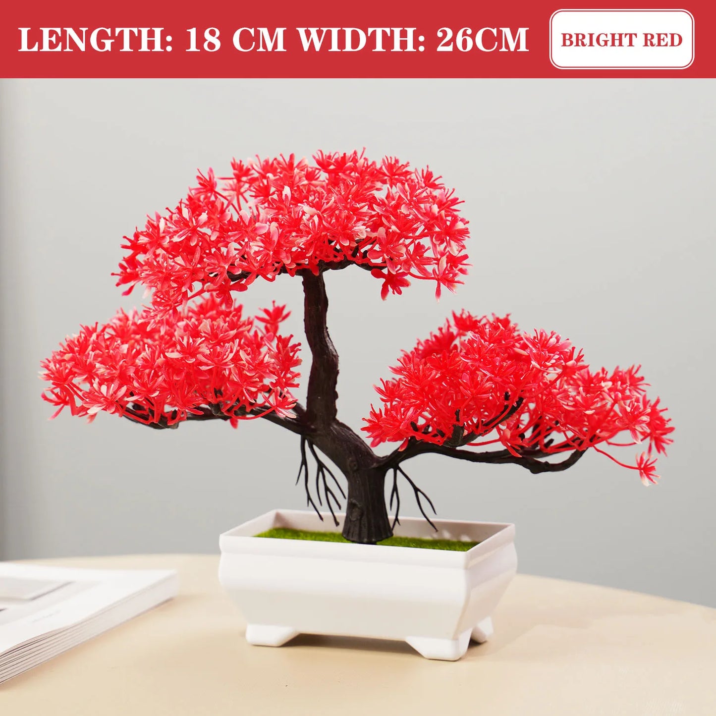 miniature artificial bonsai tree ornament - lifelike desktop pot plant for home, office or garden decor - low maintenance accent for indoor or outdoor use