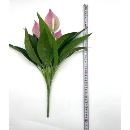 Artificial Green Anthurium Faux Potted Plant Decoration, Desktop Ornament for Home, Wedding, Anniversary, Exhibition, Outdoor Use, Plastic Material, Branch Style