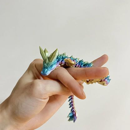 1pc Crystal Dragon Ornament, 3D Printed Fidget Dragon with Articulated Joints