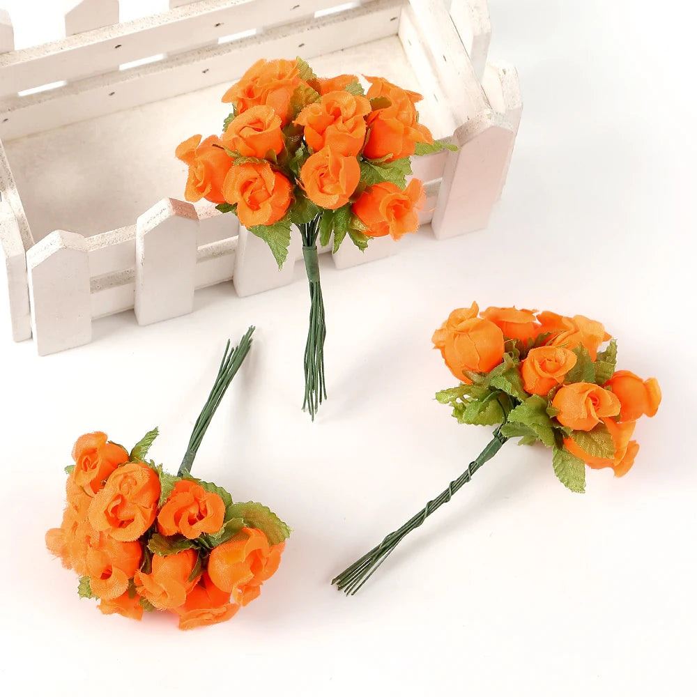 artificial mini rose flower bundle, silk bouquet for home decor, wedding decoration, crafting and gift accessories, 12 pieces, elegant floral display for indoor use