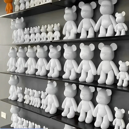B0BR4ZKZCV DIY Fluid Bear Sculpture Handmade Bearbrick Doll Ornaments Violent Bear Graffiti Painting Parent-child Toy Gift Home Decoration