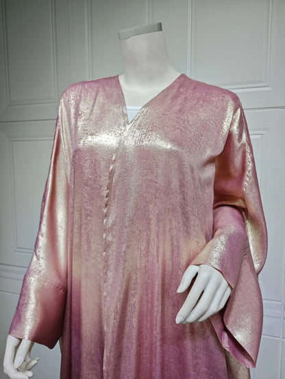 Shiny Satin Batwing Abaya Caftan Femme Open Abayas Luxury Kaftan for Women Dubai Turkey Kebaya Outfit Robe Clothing Musulmane - Elegant and Stylish Fashion