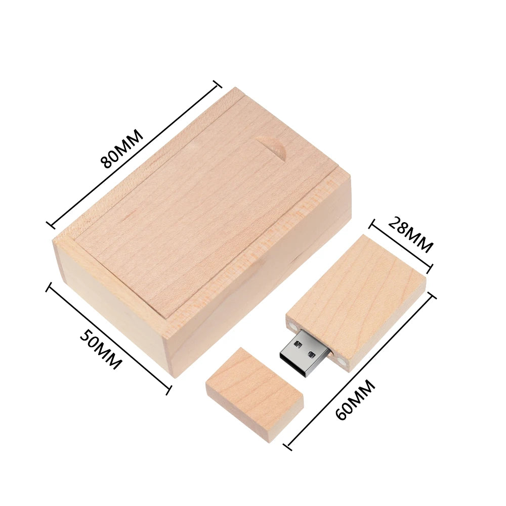 wooden usb + box flash drive flash disk pendrive 4gb 8gb 16gb 32gb 64gb 128gb memory stick photography gifts for wedding business storage