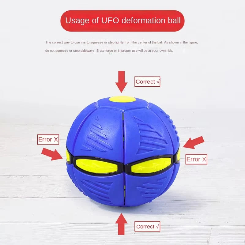 transforming flying saucer stomp ball toy for kids & pets, indoor outdoor fun, stress relief, durable plastic puzzle disc, bright colours, easy to carry and assemble