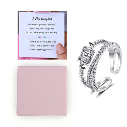 B0BFDR9CMS To My Daughter-Fidget Ring Anxiety Meditation Ring for Women Girls Ring with Beads Spinner Adjustable Swivel Ring With Gift Box