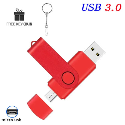 2 IN 1 OTG Pen Drive 128GB High Speed USB 3.0 Flash Drive 64GB Rotatable Memory Stick for Easy Data Storage and Transfer Key Chain USB Stick 16GB Mini U Disk