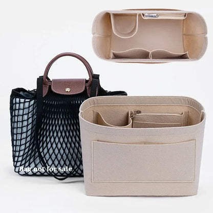 Suitable For Longchamp Filet Bag Inner Lining Longchamp Shopping Mesh Bag Large Inner Lining Middle Bag Organizer Insert Pouch