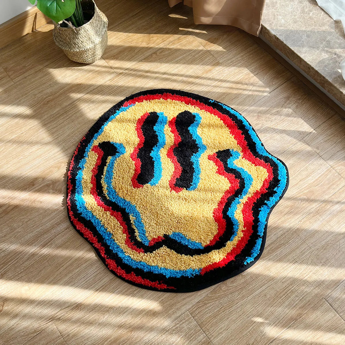 trippy smiling rug tufted rug geometric bedroom mat soft living room carpet floor doormat aesthetic corridor pad for home decor