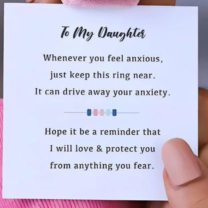 B0BFDR9CMS To My Daughter-Fidget Ring Anxiety Meditation Ring for Women Girls Ring with Beads Spinner Adjustable Swivel Ring With Gift Box