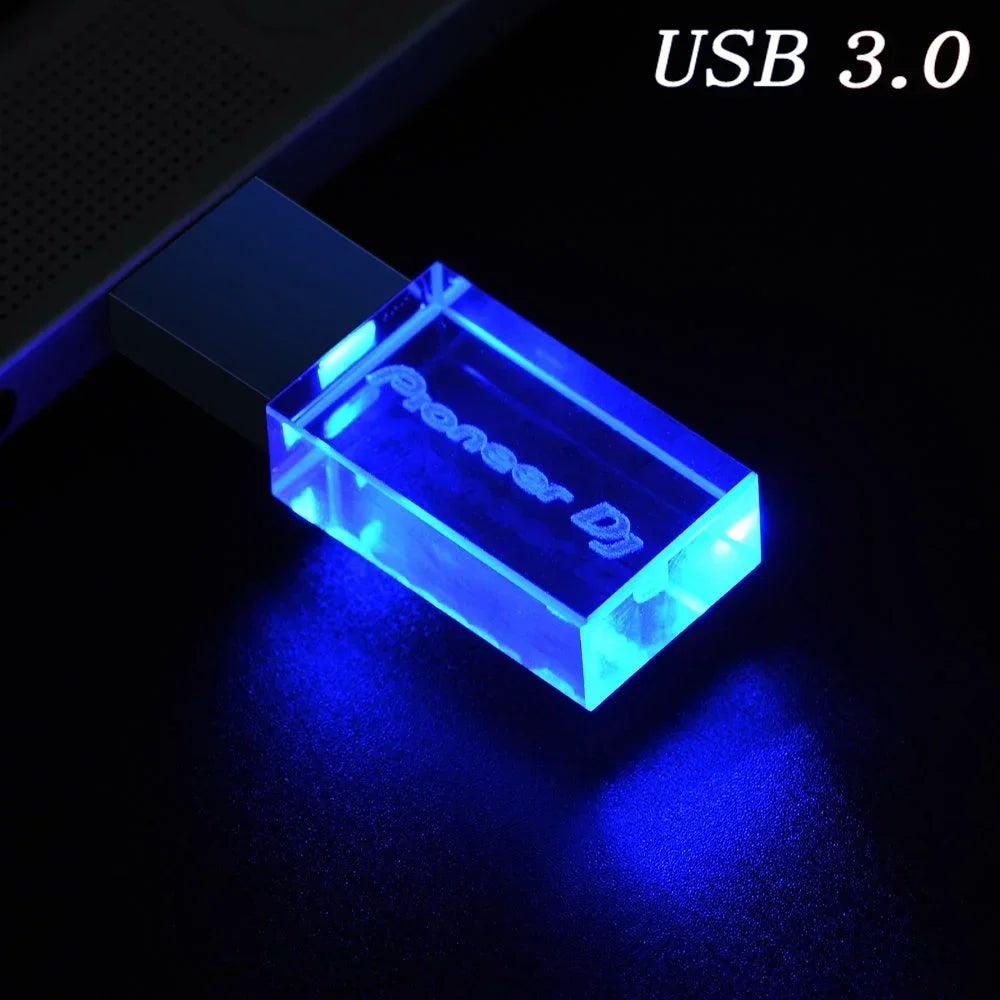 usb 3.0 flash drive with led lighting - 64gb 32gb 16gb, high-speed crystal memory stick for computers, colourful led usb stick, ideal for business gifts