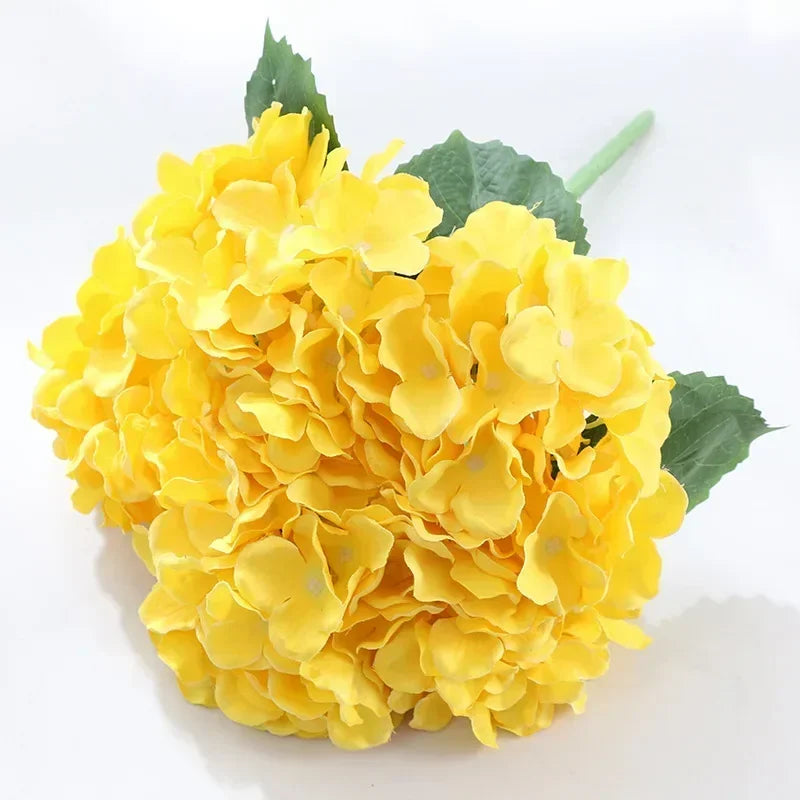 artificial hydrangea silk flower bouquet, pack of 5, multi-colour choices, ideal for weddings, home décor, indoor table decoration, anniversary, party centrepiece
