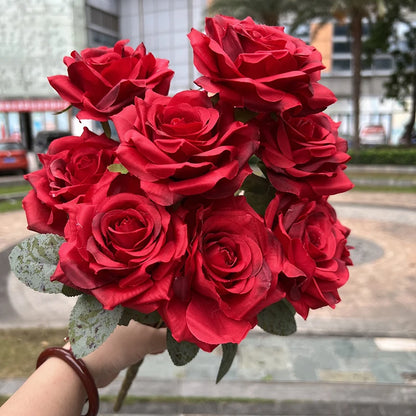 9 Heads Diamond Rose Artificial Floral Bride Bouquet Wedding Flower Wall Accessories Party Gift Home Decor Photo Props decor