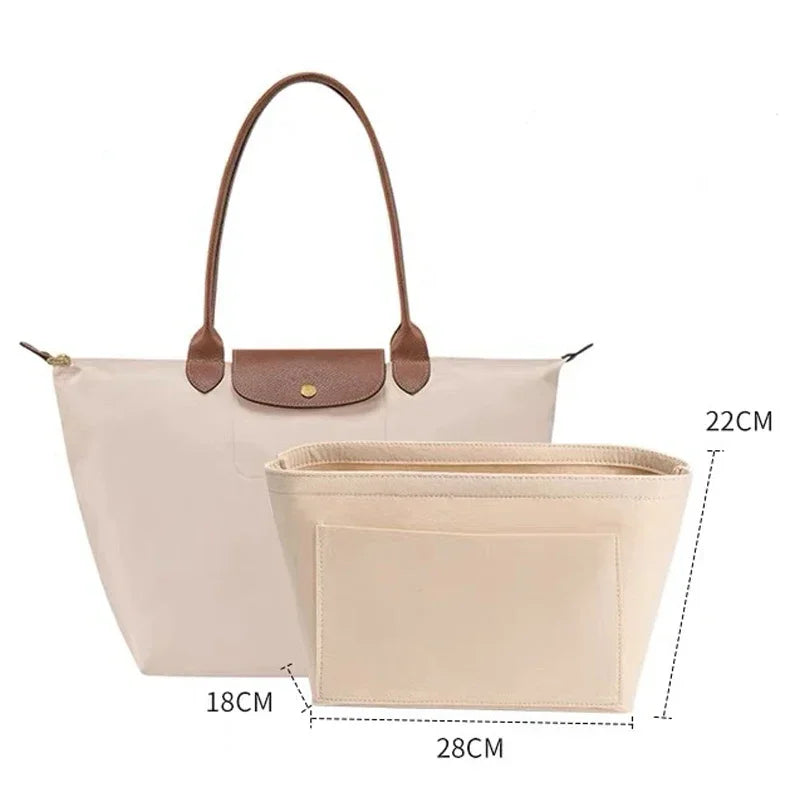 dupont felt insert bag fits for longchamp handbag liner bag felt cloth makeup bag support travel portable insert purse organizer tote insert for neat storage and shape