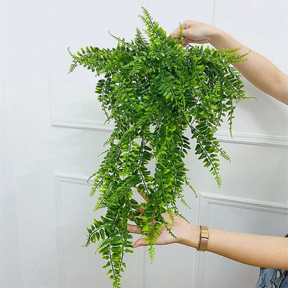 Artificial Rattan Vine Hanging Wall Decor, Green Leaf Branches for Outdoor Home, Bridal Shower, Exhibition Use, Plastic Silk Plant Ivy