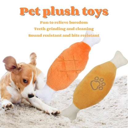 Chicken Leg Shaped Dog Plush Toy, Squeaky Fleece Chew, Interactive Puzzle Plaything for Small Puppies, Ideal for Fetch, Tug, and Travel, Engaging Pet Gift