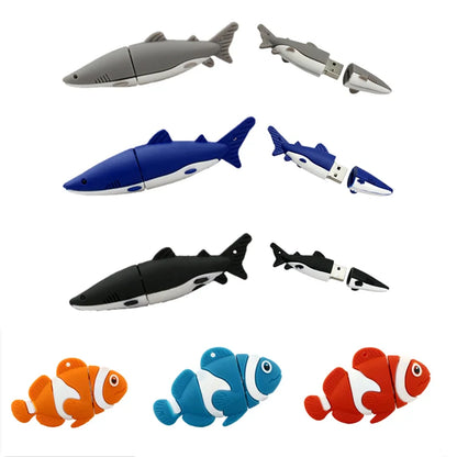 USB Flash Drive Cartoon Dolphin 4GB 8GB 16GB Silicone Fish Memory Stick USB 2.0 Pen Drive for Car Music, Office, Gifts - High Speed Storage Device