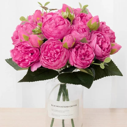 Silk Peony Rose Artificial Flower Bouquet for Wedding, Home Decor, Bridal Props, Indoor Events, Gift Arrangement, Photography Backdrop, Versatile Floral Accent
