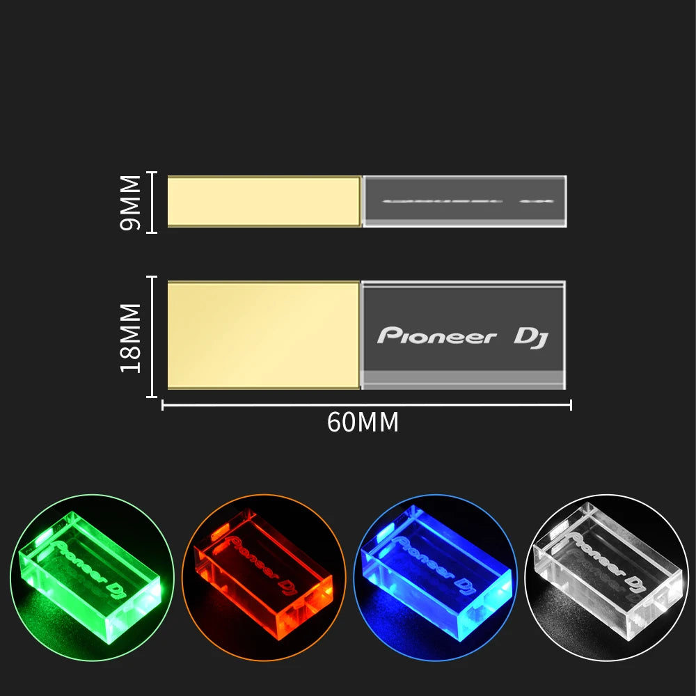 usb 3.0 flash drive with led lighting - 64gb 32gb 16gb, high-speed crystal memory stick for computers, colourful led usb stick, ideal for business gifts