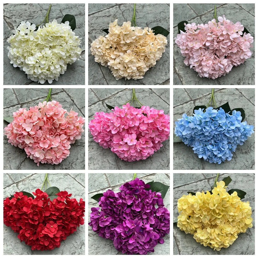 silk hydrangea bouquet artificial flowers for wedding, home decor, diy floral arrangement, bridal baby shower, indoor party decoration, large size
