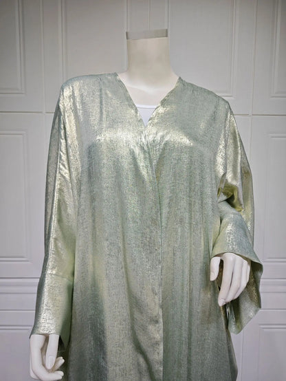 Shiny Satin Batwing Abaya Caftan Femme Open Abayas Luxury Kaftan for Women Dubai Turkey Kebaya Outfit Robe Clothing Musulmane - Elegant and Stylish Fashion