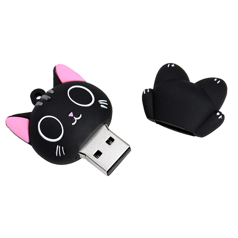 cute cartoon cat usb flash drive 16gb-128gb, silicone memory stick for computer/tv, perfect creative business or personal gift, usb 2.0 storage solution